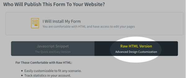 Select Raw HTML option