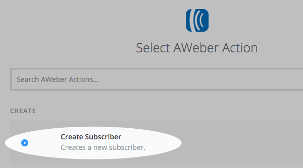 Select the Create Subscriber action